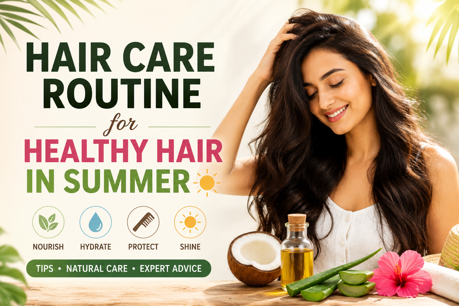 best hair care routine for healthy hair in summer at home