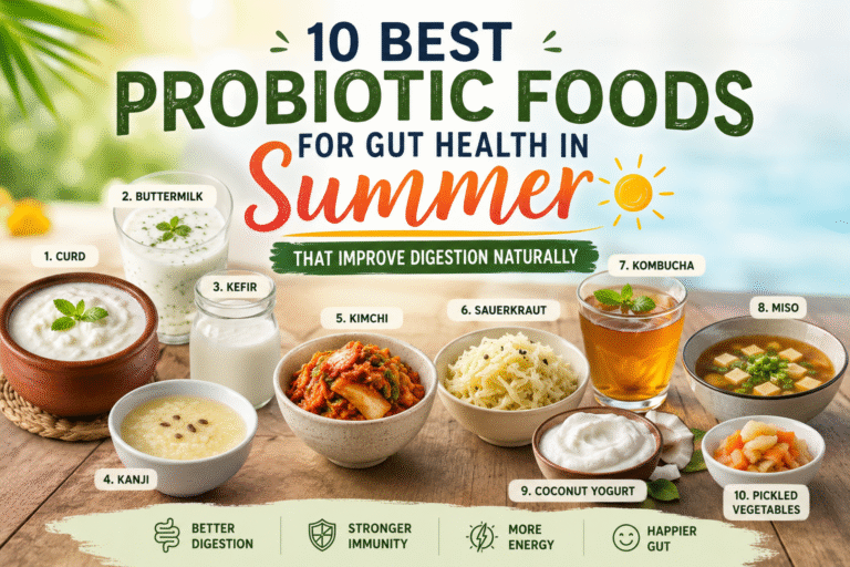 Read more about the article What are the 10 best probiotic foods for gut health in summer that improve digestion naturally?