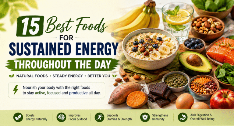Read more about the article 15 Best Foods for Sustained Energy Throughout the Day and Improving Daily Stamina